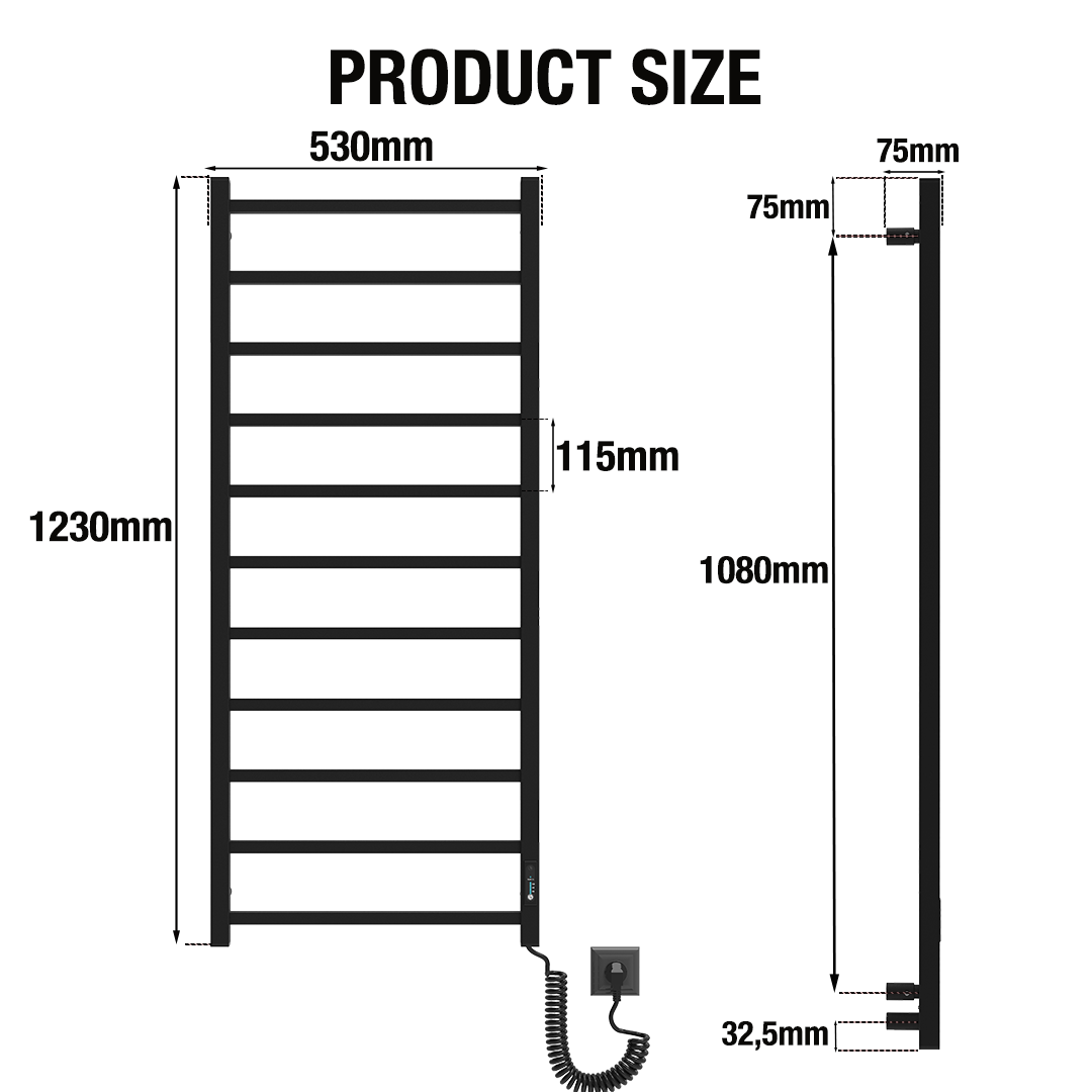 Toallero Eléctrico Atria 11 Negro 240W