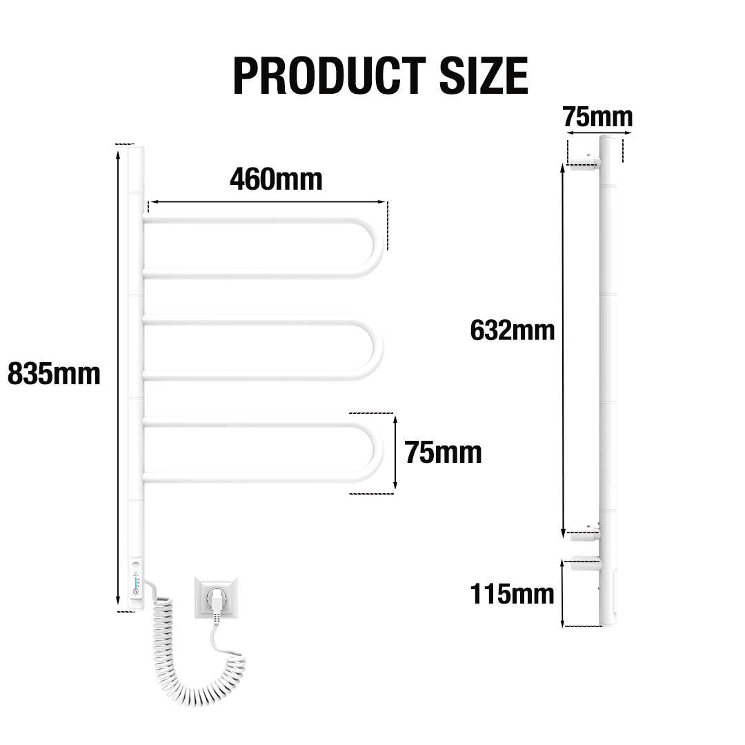 Toallero Eléctrico Fluger 3 Blanco 90W