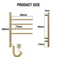 Cargar imagen en el visor de la Galería, Toallero Eléctrico Vertical 4 Dorado 45W
 фото 9