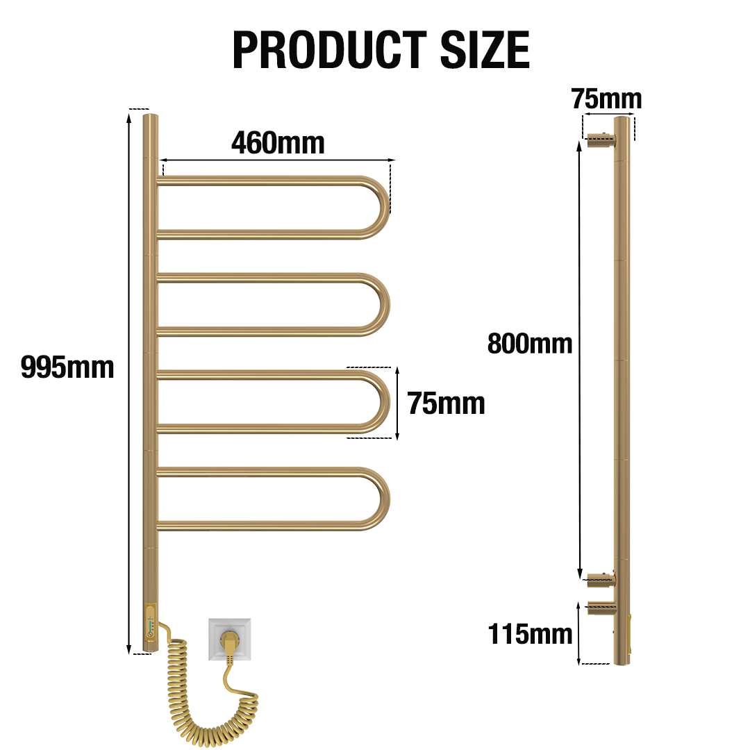 Toallero Eléctrico Fluger 4 Dorado 103W
