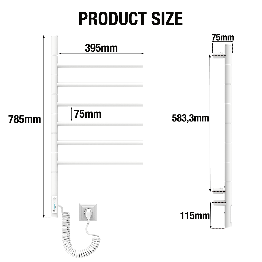 Toallero Eléctrico Vertical 6 Blanco 78W