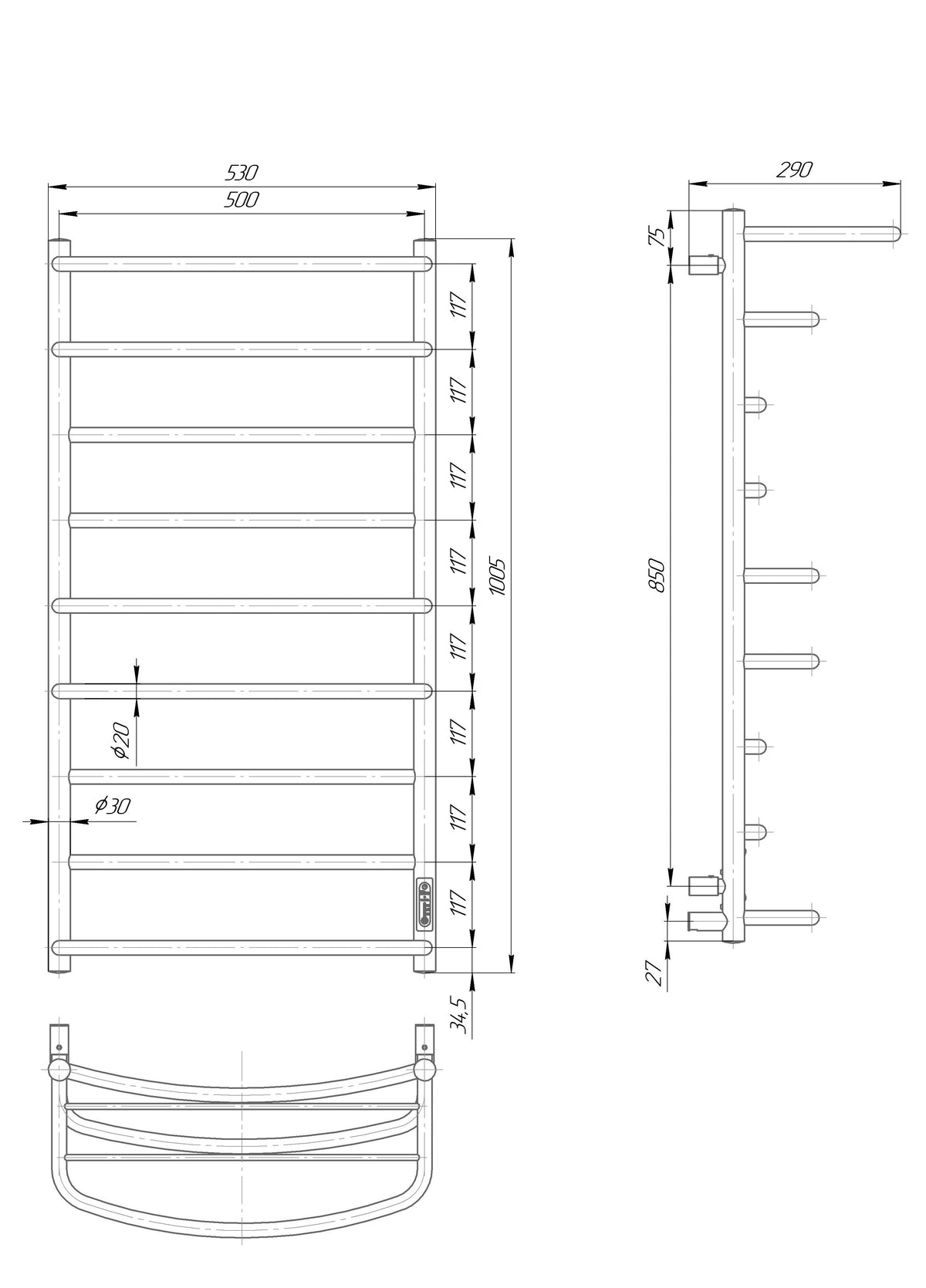 Cascade with Shelf 9 Cromo